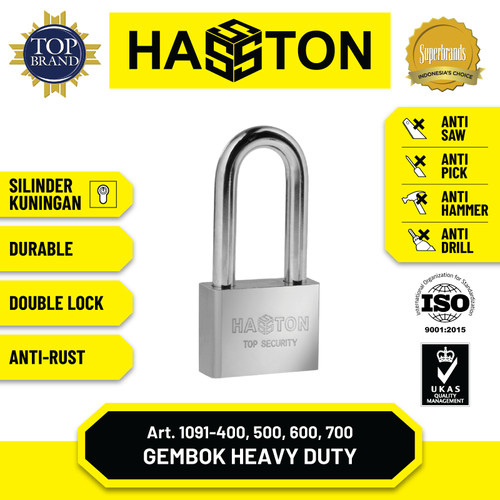 [EZM.1190507] Hasston Gembok Chrome Leher Panjang / Padlock (1091)