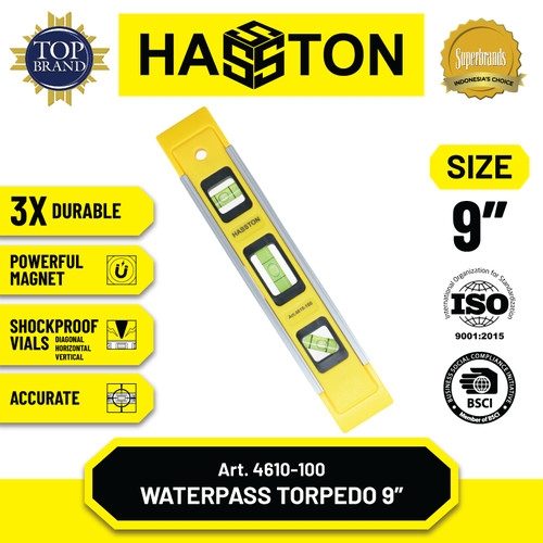 [EZM.1190523] Hasston Waterpas Torpedo 9" Magnet Alumunium (4610-100)