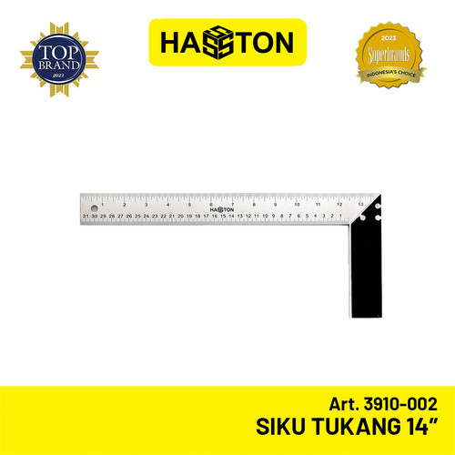 [EZM.1191192] Hasston Siku Tukang 14'' Stainless Steel / Penggaris Siku (3910-002)