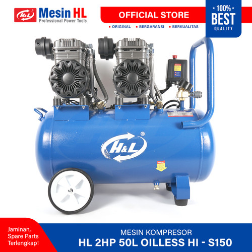 [EZM.8600145] HL Mesin Kompressor Angin / Compressor HL 2HP 50L Oilless HI-S250