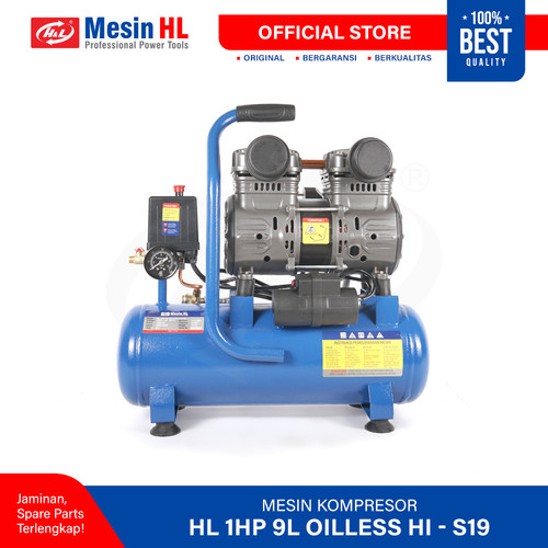 [EZM.8600147] HL Mesin Kompressor Angin / Compressor HL 1HP 9L Oilless HI-S19