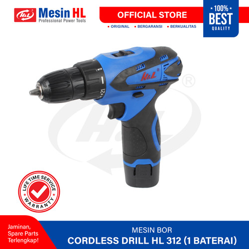 [EZM.8600204] HL Mesin Bor Baterai Cordless Drill / Cordless HL 312 - 1 Baterai 12V