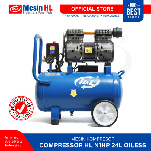 [EZM.8600775] HL Mesin kompresor Angin N1HP 24Liter Oiless