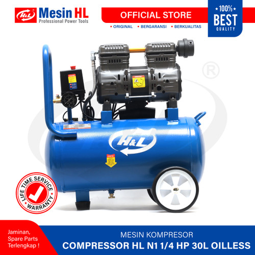 [EZM.8600781] HL Mesin Kompresor Angin N1-1/4HP 30 Liter Oiless