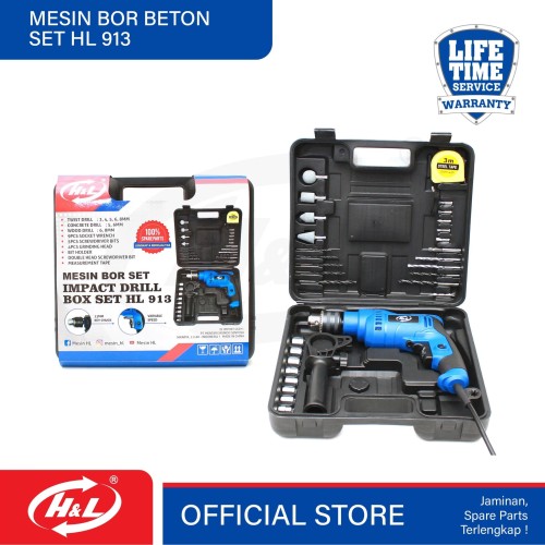 [EZM.8600931] HL Mesin Bor Beton Set 13mm / Impact Drill BOX SET HL 913