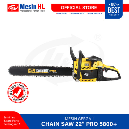 [EZM.8600934] HL Mesin Gergaji Kayu Laser Bar/ Chain Saw PRO 5800 22" Bar Baja Laser