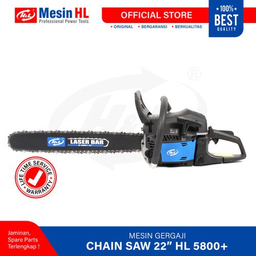 [EZM.8600935] HL Mesin Gergaji Kayu Laser Bar/ Chain Saw HL 5800 22" Bar Baja Laser