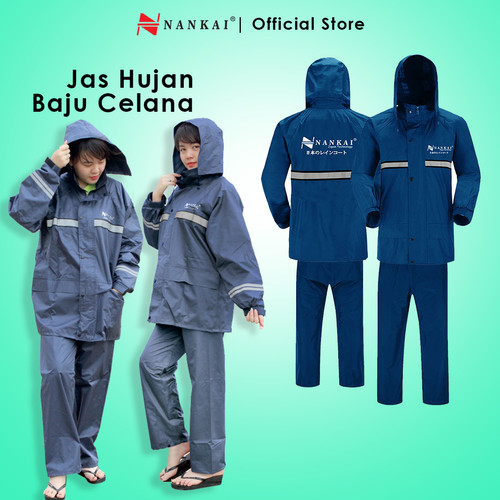 [EZM.8701236] Jas Hujan Baju Celana Biru / Blue XXXL Nankai