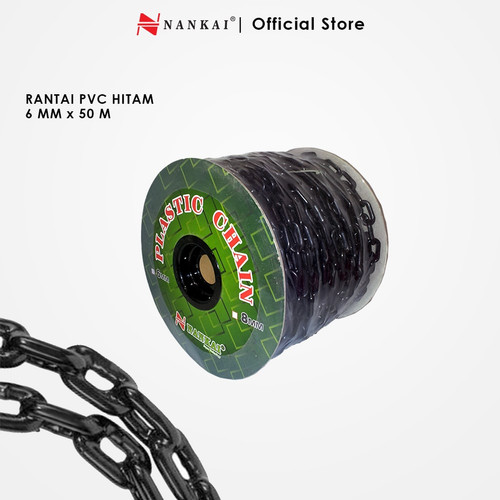 [EZM.8700226] Rantai Plastik Meteran 6mm x 50m Hitam Nankai