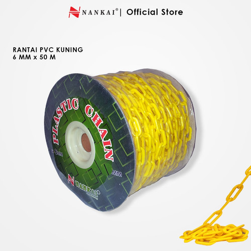 [EZM.8700233] Rantai Plastik Meteran 6mm x 50m Kuning Nankai