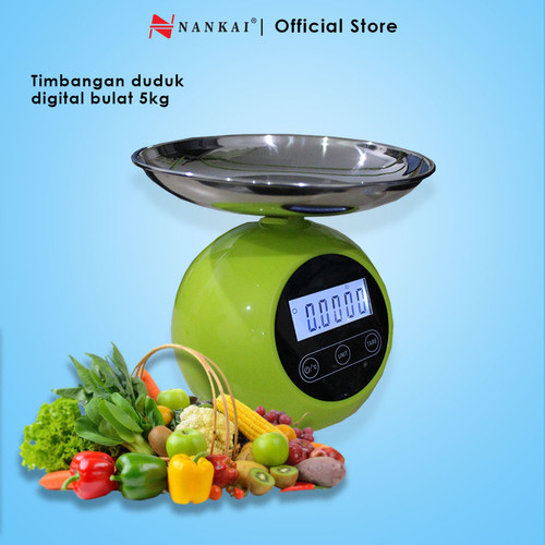 [EZM.8700435] Timbangan Duduk Digital Bulat 5 Kg Nankai