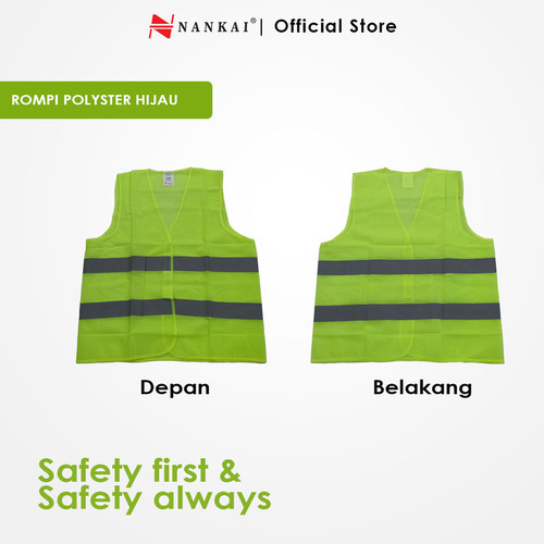 [EZM.8700623] Rompi Safety Proyek / Pengaman Polyster Hijau Nankai