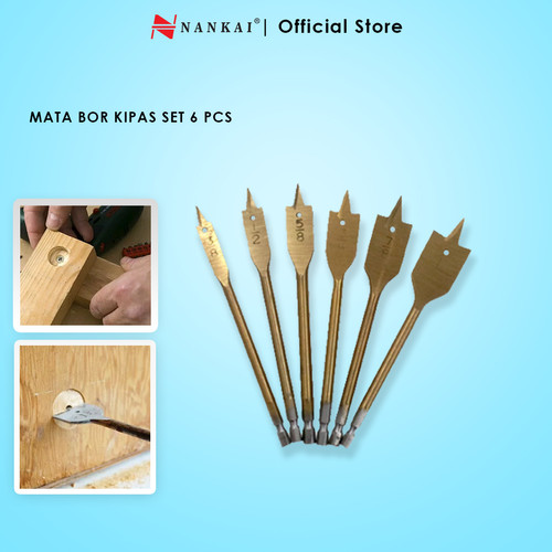 [EZM.8700818] Nankai Mata Bor Kayu Model Kipas Set 6 Pcs