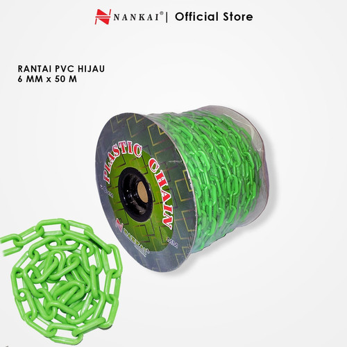 [EZM.8701038] Rantai Plastik Meteran 6mm x 50m Hijau Nankai
