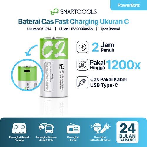 Smartoools PowerBatt C 1.5V Type-C USB Rechargeable Battery