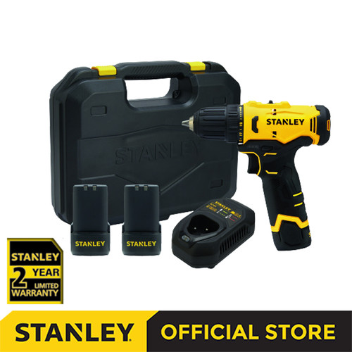 [EZM.1210008] Stanley Cordless Drill Driver / Bor Impact Baterai 2.0Ah 12Volt SCD10D2K