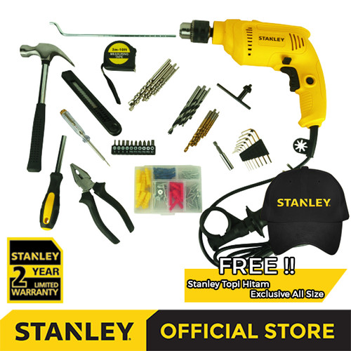 [EZM.1210010] Stanley Impact Drill With Accessories Set 120pcs / Bor Tembok 600Watt SDH600KP