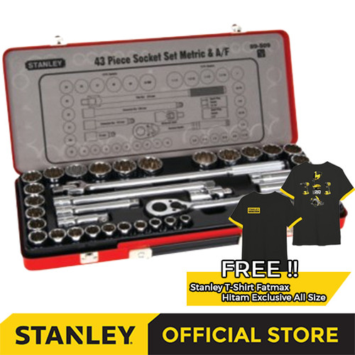 [EZM.1210182] Stanley Metric & Imperial Socket Set 1/2" 12pts 43pcs 89-509