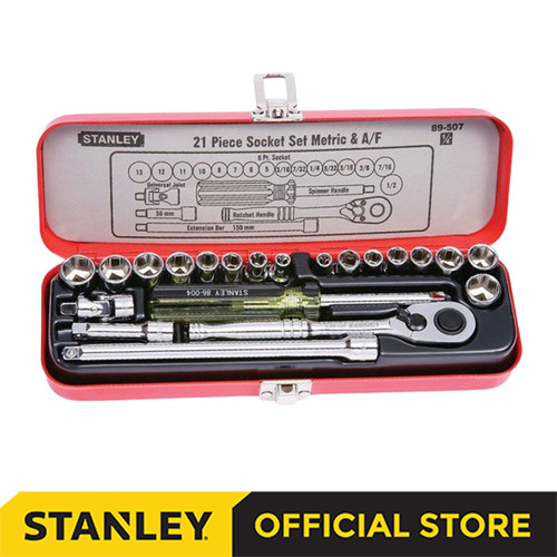 [EZM.1210024] Stanley Metric & Imperial Socket Set 1/4" 6pts 21pcs 89-507