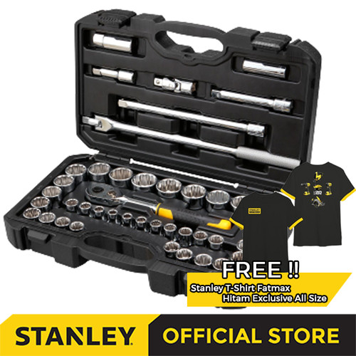 [EZM.1210033] Stanley Socket Metric Set w/ Metal Case SQ 1/2" 12pts 43pcs STMT45505