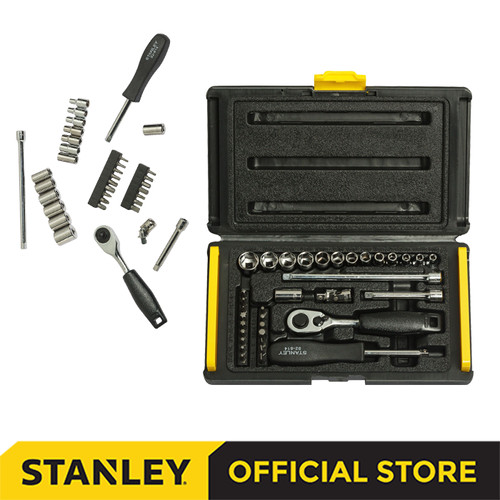 [EZM.1210042] Stanley Socket Metric Set w/ Plastic Case SQ 1/4" 6pts 35pcs 89-033-1