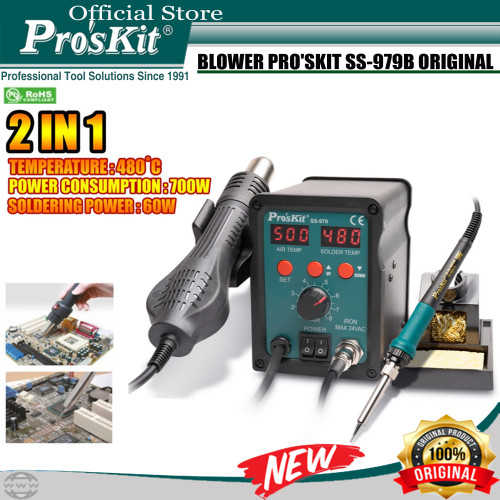 [EZM.1220280] Proskit SS-979B 2 in 1 Blower Uap SMD dan Solder Station ORIGINAL