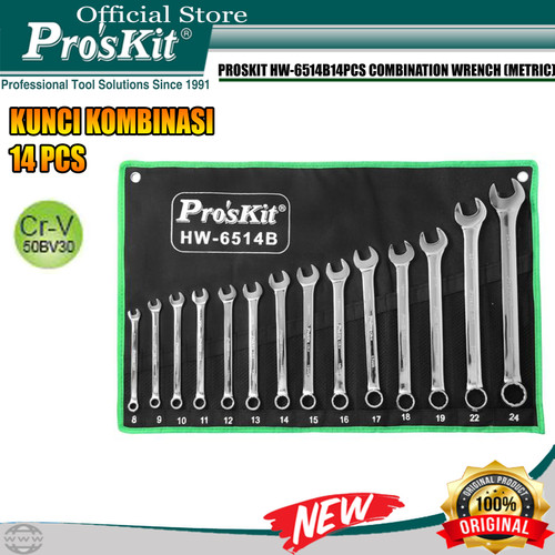 [EZM.1220286] Proskit HW-6514B 14 Pcs Kunci Ring Pas Set 8 -24mm Combination Wrench