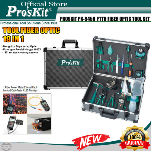 [EZM.1220052] Proskit PK-9458 Professional Perlengkapan Fiber Optic FTTH Tool Kit
