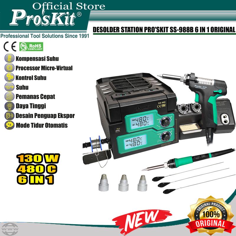 Jual Proskit SS-988B Desoldering Station 6 IN 1 Kipas Asap Solder ...