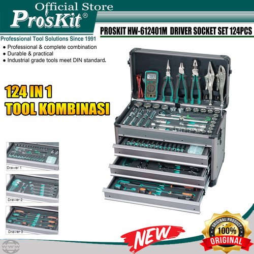 [EZM.1220056] Proskit HW-612401M Professional Tool Kunci Driver Socket Combination
