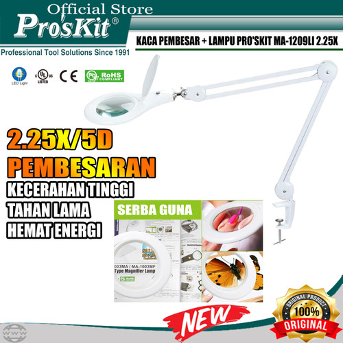 [EZM.1220300] Kaca Pembesar + Lampu Jepit Meja PROSKIT MA-1209LI 2.25X MODEL ROBOT