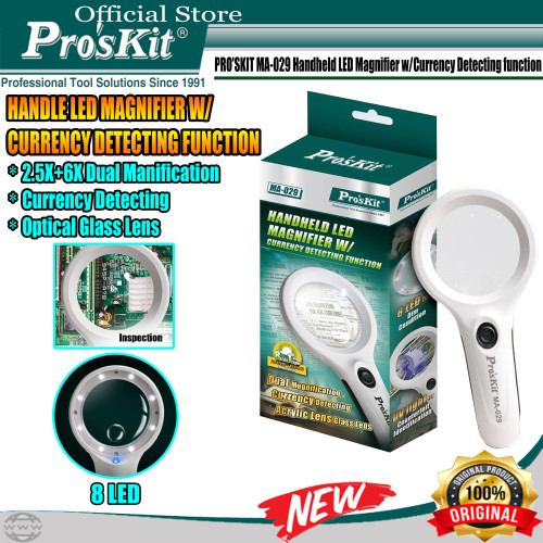 [EZM.1220091] Proskit Magnifier Kaca Pembesar 8 LED 6X Dan 2,5X 70mm PRO'SKIT MA-029