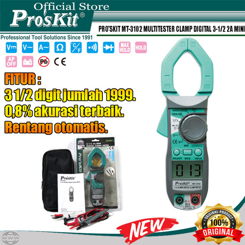[EZM.1220314] Proskit MULTITESTER CLAMP DIGITAL PRO'SKIT MT-3102 3-1/2 2A MINI ORI