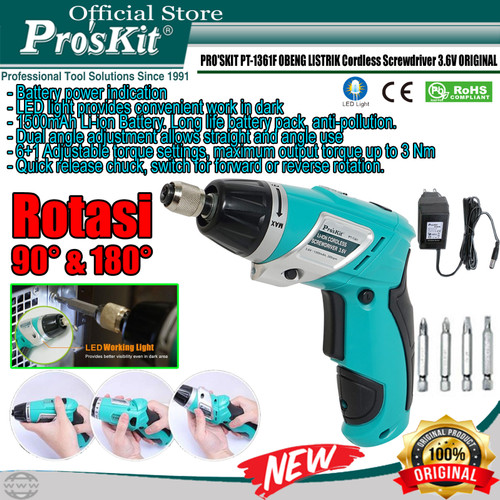 [EZM.1220324] PROSKIT OBENG LISTRIK PRO'SKIT PT-1361F Cordless Screwdriver 3.6V