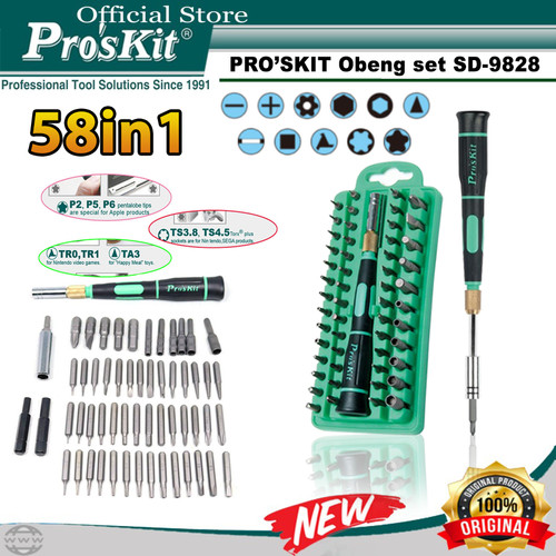 [EZM.1220345] Obeng Set Service HP, Leptop, Kamera PROSKIT SD-9828 58IN1 ORIGINAL