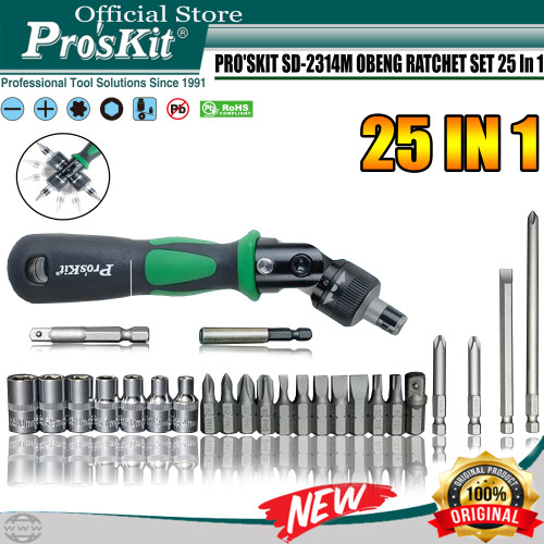 [EZM.1220163] Obeng Ratchet Set PRO'SKIT SD-2314M 25IN1 With Bits&Socket ORIGINAL