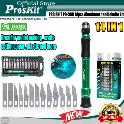 [EZM.1220195] Pisau Ic Set PRO'SKIT PD-398 14pcs Aluminum handleknife kit ORIGINAL