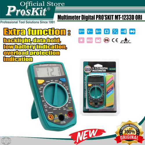 [EZM.1220205] Proskit Multitester Digital Mini PRO'SKIT MT-1233D Multimeter ORIGINAl