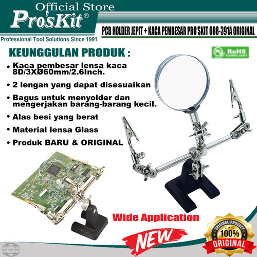 [EZM.1220258] PCB HOLDER JEPIT PRO'SKIT 608-391A + KACA PEMBESAR ORIGINAL