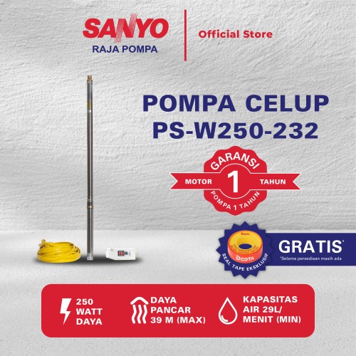 [EZM.6400008] SANYO Mesin Pompa Air Sumur Dalam Submersible Non Auto - PS-W250-232