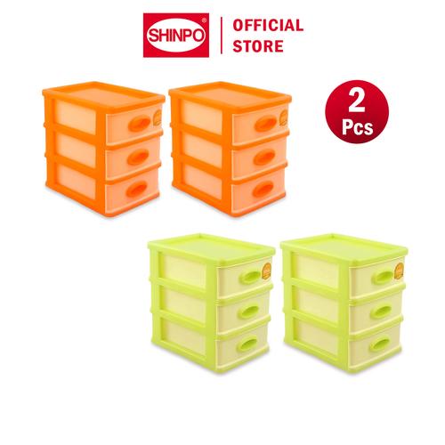 [EZM.6500034] SHINPO COMBO 2 Laci Mini Plastik 3 Susun Felicia Mini Drawer Serbaguna SPO-SIP-363-3 Multiwarna