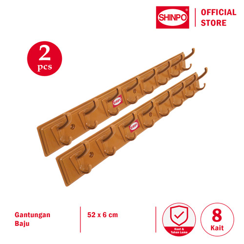 SHINPO Kapstok / Gantungan Baju / Dinding 8 Kait Kail COMBO 2 Pcs