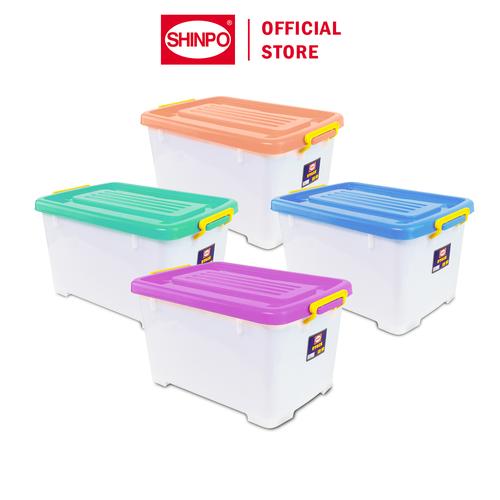 [EZM.6500057] SHINPO Kontainer Plastik Dengan Roda Stack Container Box Kotak Penyimpanan SPO-SIP-113-CB-60 Orange hijau