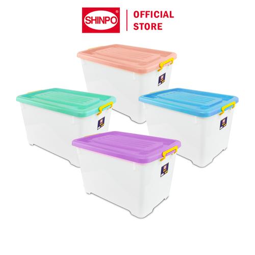 [EZM.6500058] SHINPO Kontainer Plastik Dengan Roda Max Container Box Kotak Penyimpanan SPO-SIP-114-CB-95 Orange biru