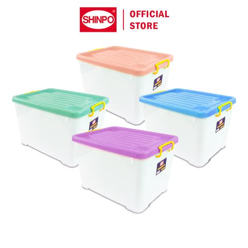 [EZM.6500069] SHINPO Kontainer Plastik Dengan Roda Caravan Container Box Kotak Penyimpanan SPO-SIP-142-CB-52 Orange biru