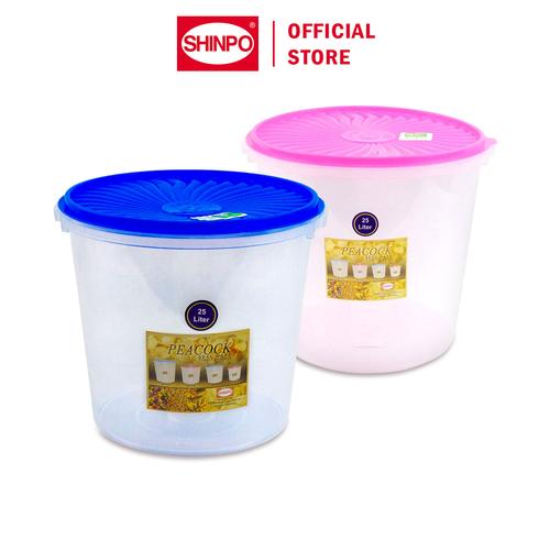 [EZM.6500125] SHINPO Toples Plastik 25 L Penyimpanan Makanan Peacock Food Storage BPA Free SPO-SIP-625 Pink biru