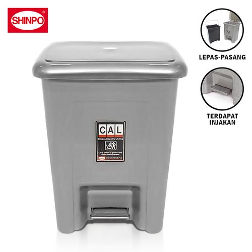 [EZM.6500315] SHINPO Tempat Sampah Plastik 10 L Dengan Injakan Cielo Dustbin SPO-SIP-710 Abu tong