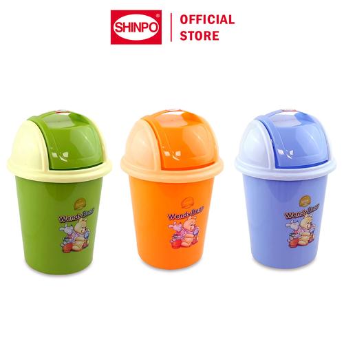 [EZM.6500152] SHINPO Tempat Sampah Plastik Dengan Tutup Cartillo Trash Bin Model Bulat SPO-SIP-860S Multiwarna hijau
