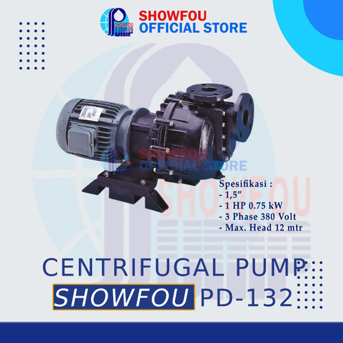 [EZM.6600042] SHOWFOU CENTRIFUGAL PUMP PD-132 1 HP, 3 Phase 0.5 kWatt 1.5 Inch