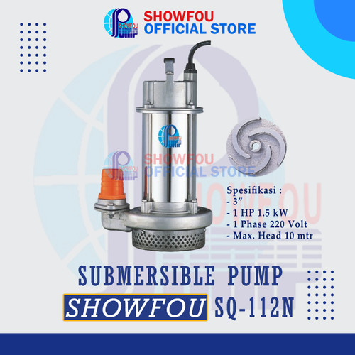 [EZM.6600075] SHOWFOU SUBMERSIBLE PUMP SQ-112N 1 HP 1 Phase 0.75 kWatt 3" Inch